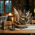 Woodland Relic Centerpiece – Natural Skull & Dried Floral Arrangement